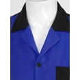 thumbnail image 5 of Yeahdor Mens Retro Classic Casual Camp Shirt Short Sleeve Shirt for Business Work Holiday Royal_Blue XXXL, 5 of 7