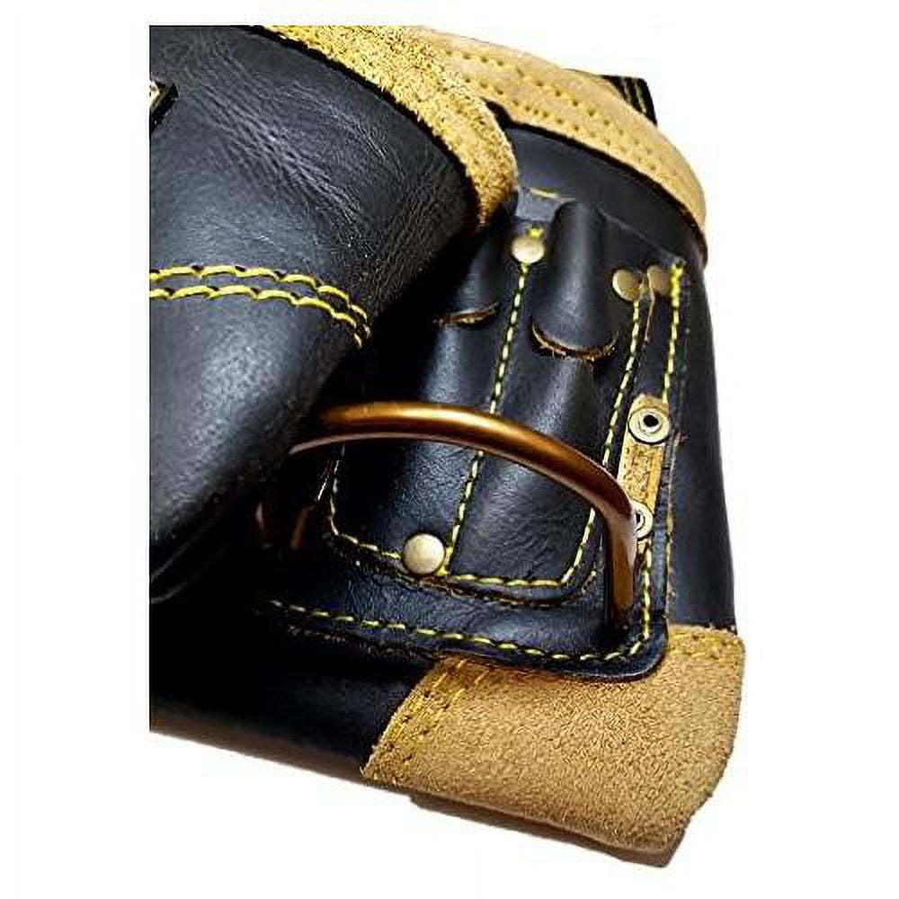 Carpenters Leather Tool Pouch Bag | Ideal For Electricians, Framers And Handyman | 10 Pockets With 2 Hammers Holders
