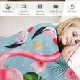 thumbnail image 3 of Chilfamy Pink Flamingo Kids Throw Blanket,Palm Leaves Flowers Rustic Bed Blanket for Boys Girls Adults,Tropical Plants Animals Dots Blanket,Blue Dreamy Fuzzy Blanket 40x50in, 3 of 6