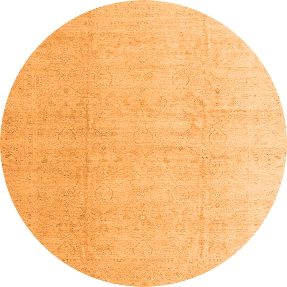 Ahgly Company Indoor Round Abstract Orange Modern Area Rugs, 3' Round
