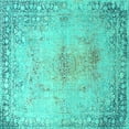 thumbnail image 1 of Ahgly Company Machine Washable Indoor Square Oriental Turquoise Blue Industrial Area Rugs, 6' Square, 1 of 4