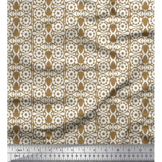 Soimoi Poly Georgette Fabric Leaves & Floral Artistic Print Fabric by Yard 42 Inch Wide