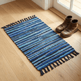 thumbnail image 4 of Rag Rug, Machine Washable Cotton Reversible Rag Rug Hand Woven Multi Color Striped Area Rug Floor Rugs for Bedroom, Living Room, Kitchen and Laundry Room (20"x31", Blue), 4 of 6
