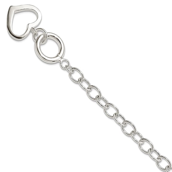 925 Sterling Silver Polished Toggle Closure Open Link Love Heart Bracelet 7.5 Inch 5mm Wide Link Bracelet for Women