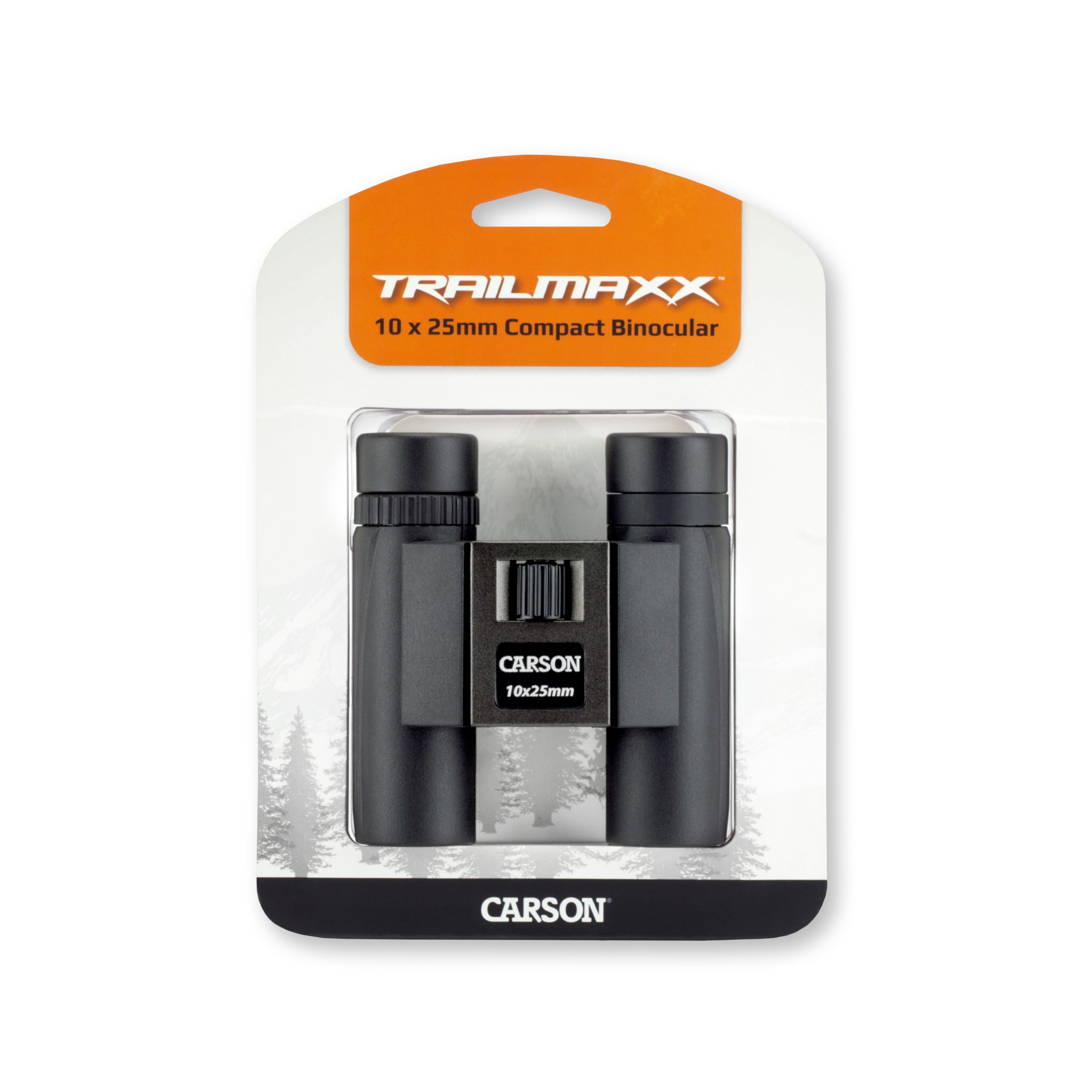 Carson TrailMaxx 10x25mm Compact Lightweight Binoculars with Pouch, Strap, and Lens Cloth