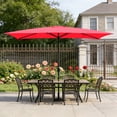 thumbnail image 2 of Abble 10x6.5ft Rectangular Patio Umbrella with Crank Handle, Outdoor Market Umbrella with 6 Sturdy Umbrella Ribs, Waterproof, Red, 2 of 9