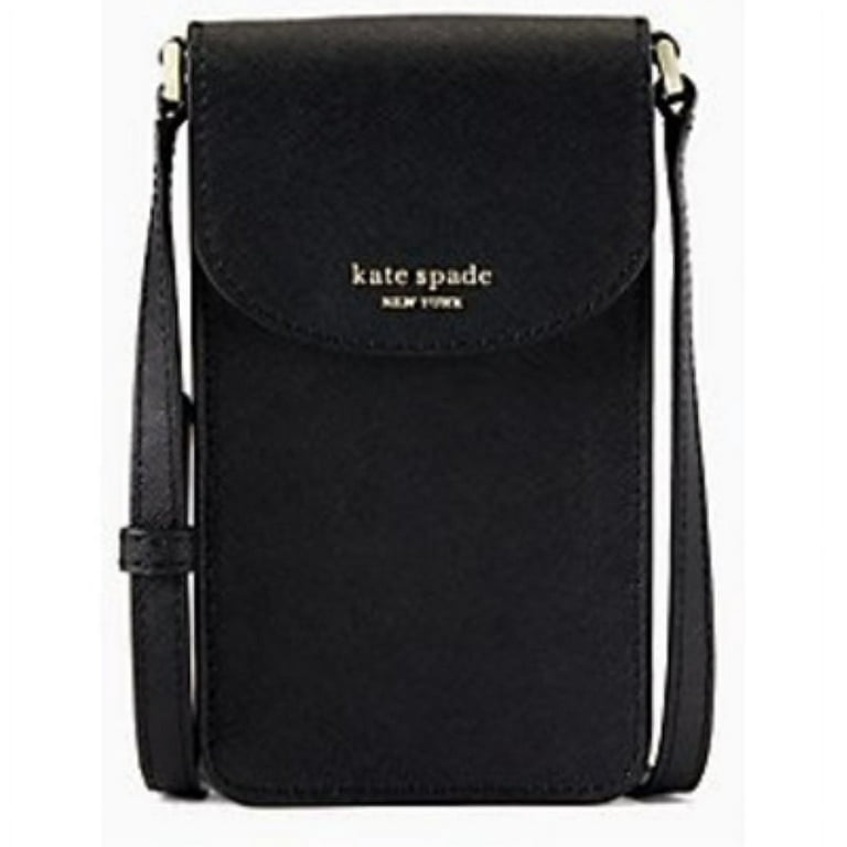 Kate Spade Black Cameron north south flap phone crossbody Bag Leather New  !!