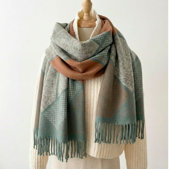 Bohohavn Women’s Reversible Super Soft Scarf Shawl - Long Thick Winter Wrap with Tassels - Soft, Warm, Double‑Sided for Fall/Winter Style