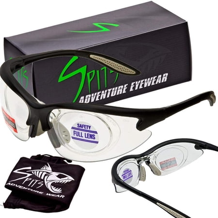 Spits Eyewear 2.50 Full Magnifying Shooting Safety Glasses MAGSHOT Pick Frame & Lens Color (Lens color: Clear Anti-Fog, Frame color: Black)