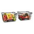 thumbnail image 5 of BirdRock Home Stacking Wire Market Baskets with Chalk Label - Set of 2 - Black, 5 of 9