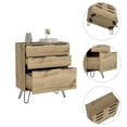 thumbnail image 6 of FM Furniture Praga Modern Metal Dresser with 3-Drawer & Countertop in Light Oak, 6 of 7