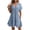 Blue, variant on Casual Dress for Women Summer V Neck Lightweight Textured Flowy Loose Vacation Short Sleeve Sundress