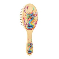 JSTEL Rainbow Dragon Hair Brush for Women Men Natural Wood Detangler Brushes for All Hair Types Hairbrush for Wet & Dry