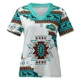 thumbnail image 4 of Modèle de Style Ethnique Occidental Imprimé V Cou T-Shirt Style Occidental Manches Courtes pour Femmes, 4 of 6