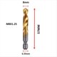 thumbnail image 2 of M8x1.25 Vástago Hexagonal Chapado en Titanio Rosca de Tornillo HSS Brocas de Macho de Roscar Métrico Máquina para Tornillos Macho Compuesto Herramienta de Chaflán Abierto, 2 of 5