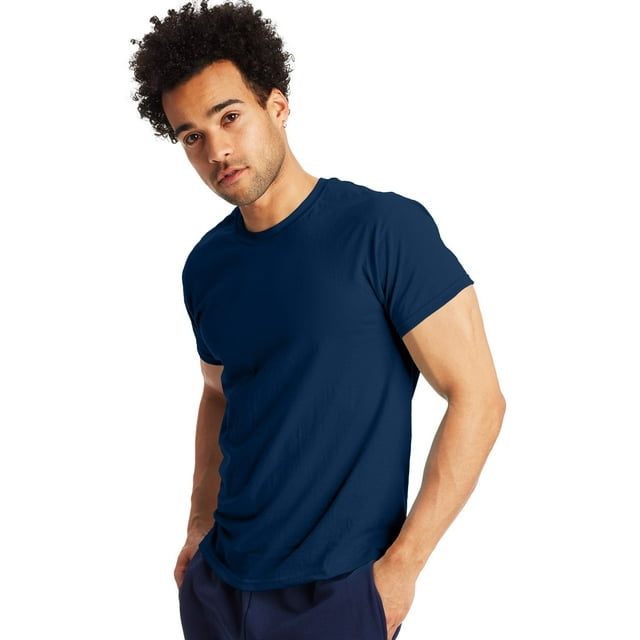 Hanes T-Shirt à Manches Courtes Col Rond X-Temp pour Hommes, Lot de 2, 3TG, Marine
