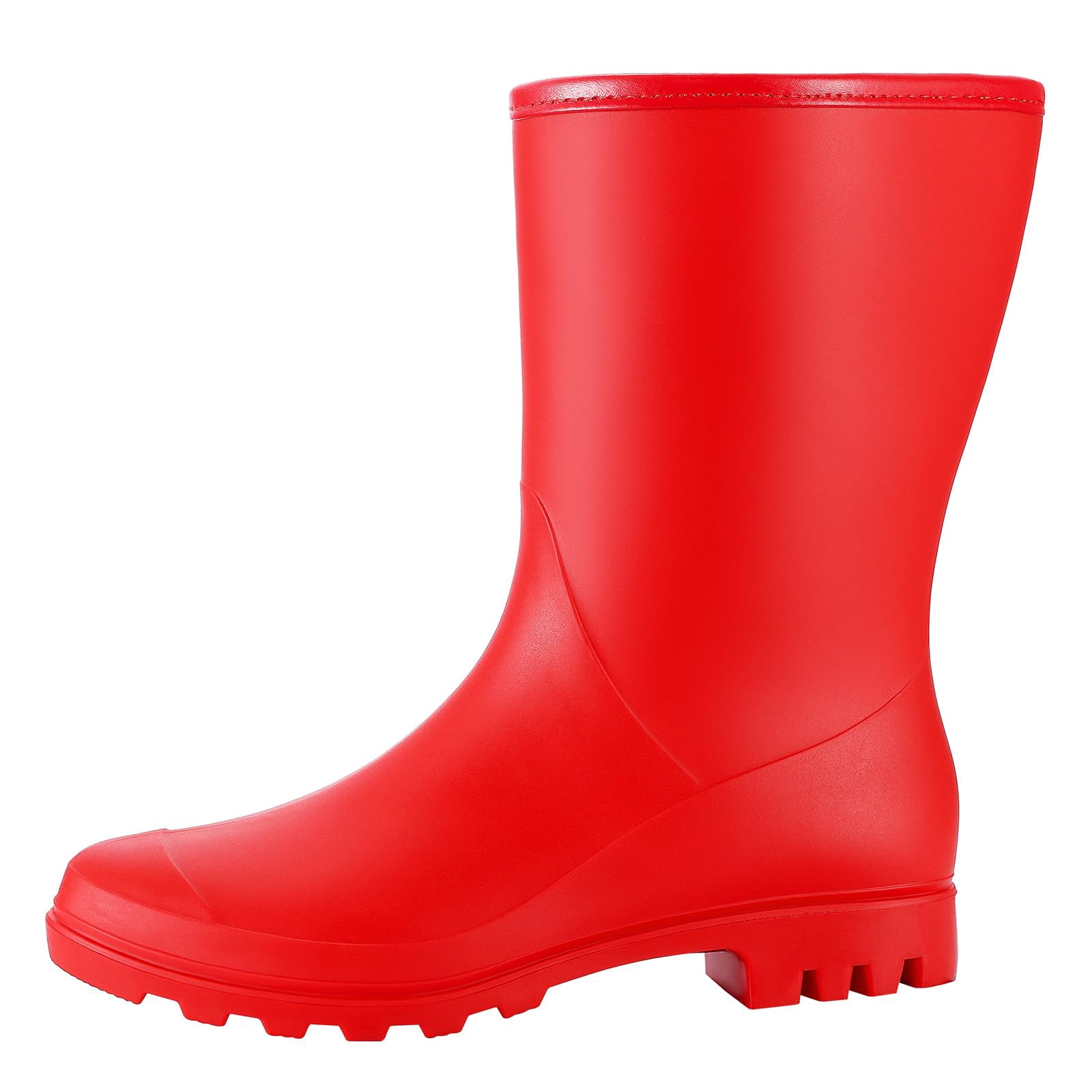 Litfun Mid Calf Rain Boots for Women Waterproof Garden Shoes, Red, Size 6