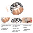 thumbnail image 4 of 555Jewelry Edgy Stainless Steel Engraved Daisies Hawaiian Plumeria Flower Full Bloom Blooming Memorable Unisex Wedding Engagement Band Fashion Jewelry Accessory Ring, Pink Rose Gold Size 7, 4 of 5
