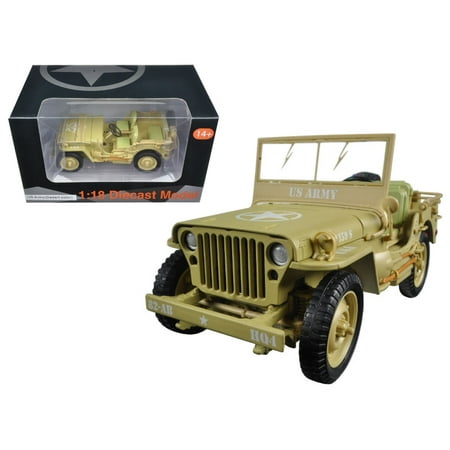 Us Army Jeep - US Army WWII Jeep Vehicle Desert Color 1/18 Diecast Model Car by American Diorama