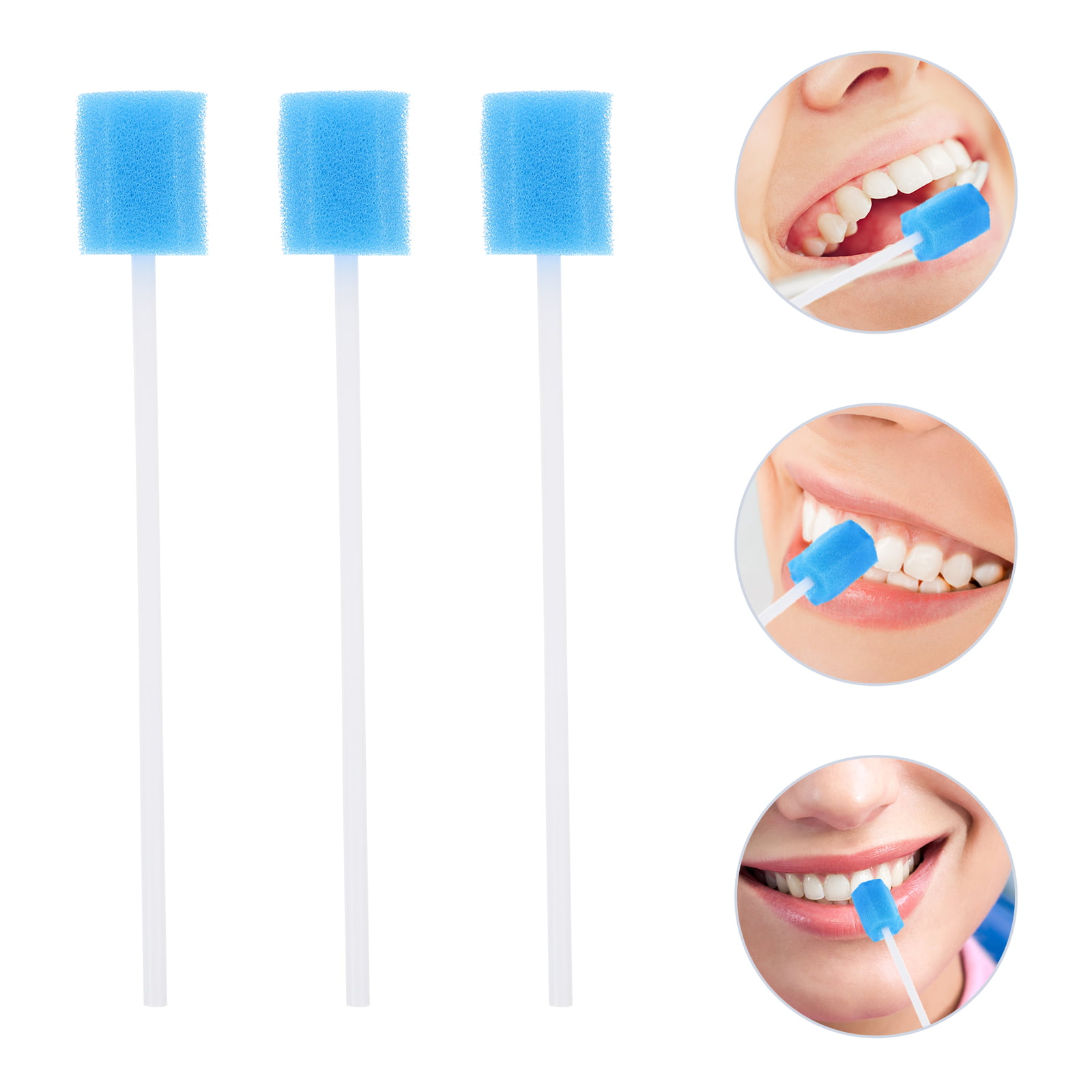 Tinksky 100 pcs Disposable Sponge Stick Mouth Care Sponge Tooth Cleaning  Sponge Swab Oral Care (Blue) 
