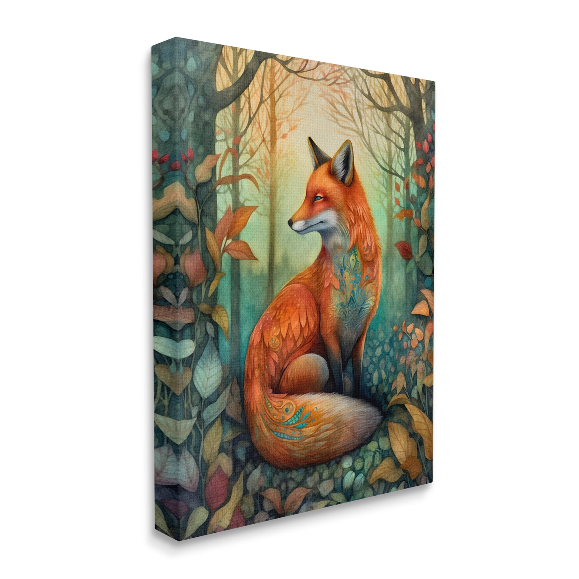 Stupell Industries Vibrant Fox in Forest Foliage Animals & Insects Painting Gallery Wrapped Canvas Art Print Wall Art, 24 x 30
