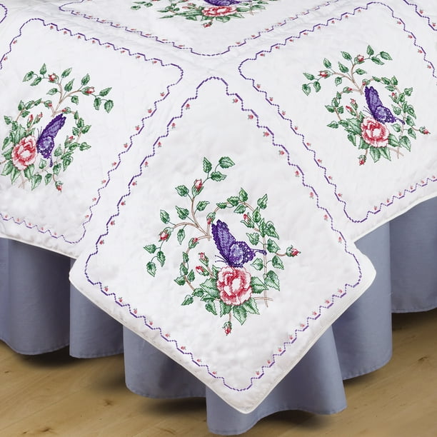 Tobin T288081 Stamped Quilt Blocks Cross Stitch Kit, 18 by 18Inch