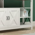 thumbnail image 4 of Emma + Oliver 60 Inch Modern Rustic Farmhouse Media Console Cabinet in White with Rustic Oak Top with Spacious Open and Closed Storage, 4 of 13