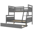 thumbnail image 6 of Bellemave Twin Over Full Bunk Bed with Trundle, Solid Wood Bunk Bed Frame with Ladder and Safety Guardrail, for Teens Adults (Grey), 6 of 12