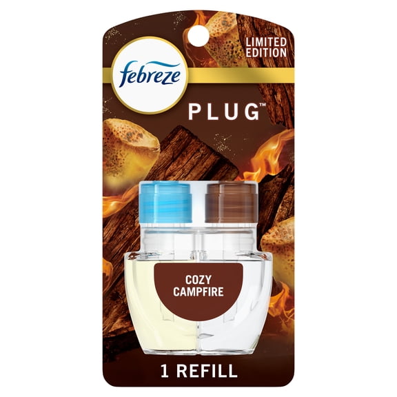 Febreze Plug In Air Freshener, Odor-Fighting Scented Oil Refill, Cozy Campfire, 1 count