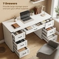 thumbnail image 4 of HOMCOM 55" Farmhouse Executive Desk with 7 Drawers, Computer Desk, White, 4 of 10