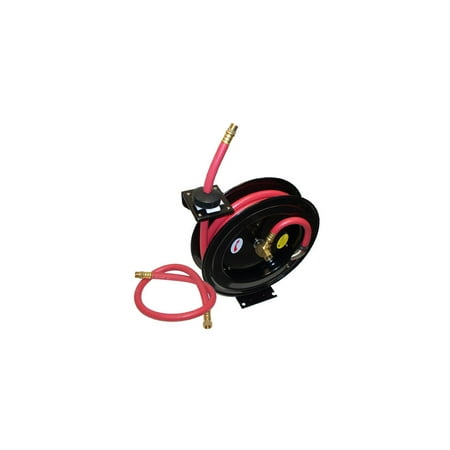 100' x 3/8" Wall Truck Mountable Retractable Air Hose Reel Rubber 300 PSI