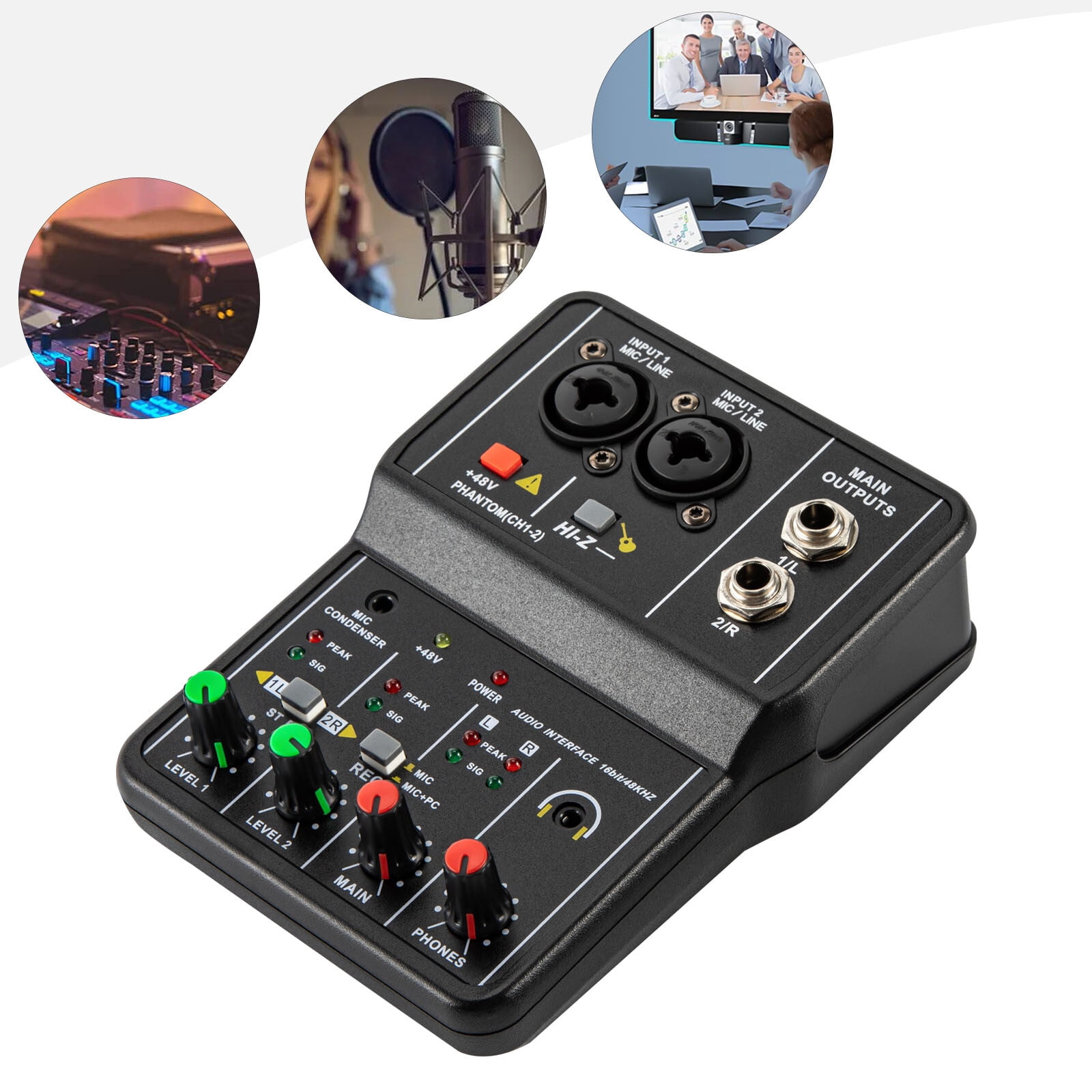 Mini 2-channel Audio DJ Mixer Console, Professional DJ Audio Mixer, 2-Channel DJ Controller Sound Mixer