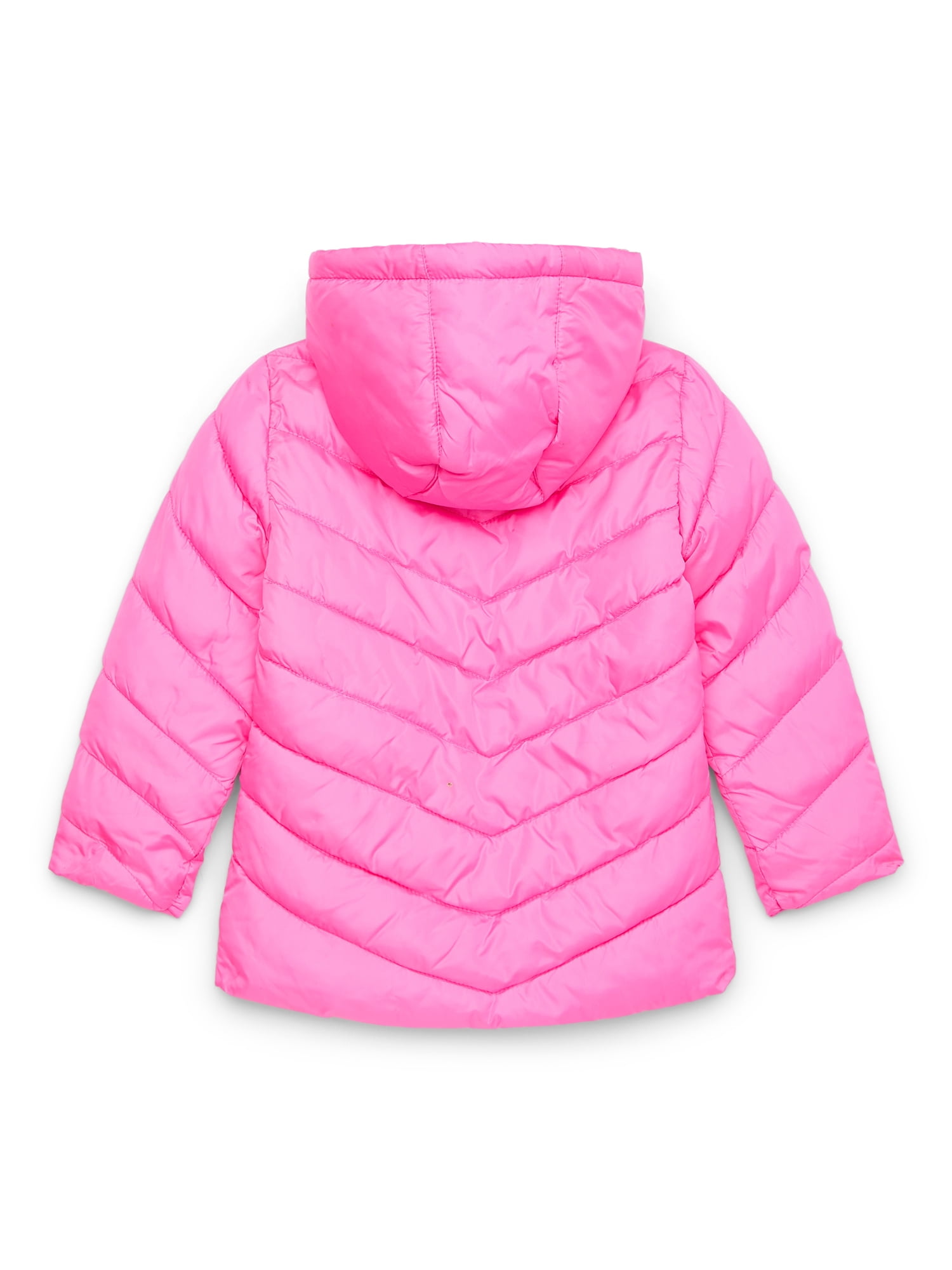 Pink Platinum Girls Solid Quilted Puffer Coat with Hood, Sizes 4-16