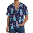thumbnail image 3 of Xecao offers the Silhouette Cats for Men's Casual Short-sleeved Shirt, a button-up collared shirt with a pocket, perfect for beach vacations and yacht travel in the 4X-Large size., 3 of 7