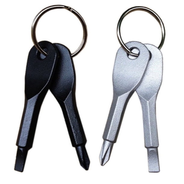 Juego de destornilladores de llavero portátil, Mini llavero de bolsillo, destornillador Phillips de cabeza ranurada con llavero, exteriores, 2 uds.