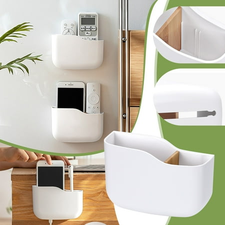 

Clearance! Lognanla Wall Mounted Storage Box With Hook Mobile Phone Holder Mobile Phone Charging Station Remote Control Storage Box Self Adhesive Double Sided Tape Fixed Position Home Essentials
