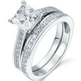 thumbnail image 1 of Conjunto nupcial JeenMata de moissanita de corte princesa de 1,50 quilates - Anillo de novia - Anillo con engaste de canal - Anillo hecho a mano - Chapado en oro blanco, 1 of 6