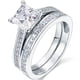 thumbnail image 1 of Conjunto nupcial JeenMata de moissanita de corte princesa de 1,50 quilates - Anillo de novia - Anillo con engaste de canal - Anillo hecho a mano - Chapado en oro blanco, 1 of 6