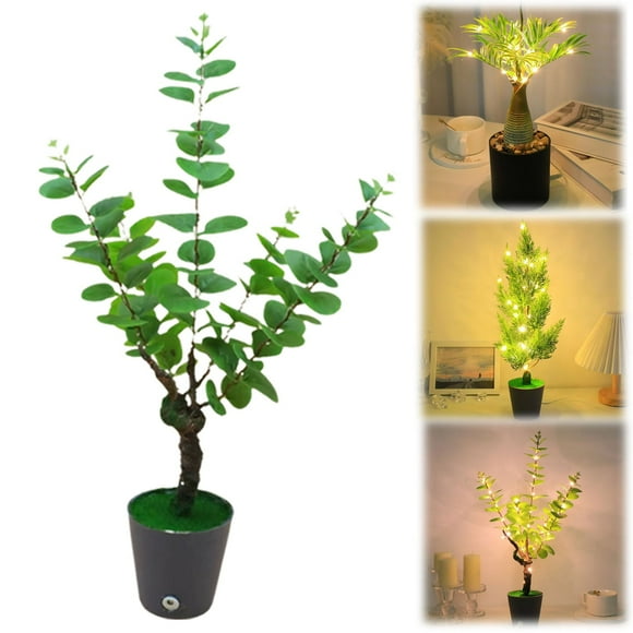 Elapind Usb Twinkling Artificial Palm Tree Lamp - Realistic Decor for Home, Bedroom, Tropical Party, Artificial Money Tree, Multi-Color, Fake Pachira Plant