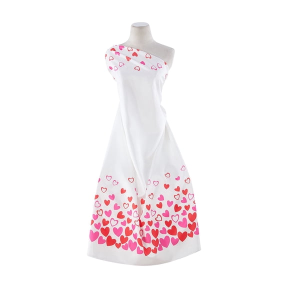 Zelouf Love Hearts Print On Shantung [En Cad Printing]  , Sewing, DIY, Crafts Fabric by the Yard, Pink/red, 3 Yard