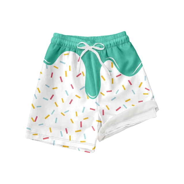 TOOYOU Toddler Boy Swimsuit Swim Trunks Double Layer With Drawstring Ice Print Comfortable Beach Swimwear For Kids Child Bathing Suit For Swimming Lessons And Beach Size 10-12 Years,Green