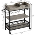 thumbnail image 2 of Bar Cart, 3 Tier Kitchen Serving Cart, Rolling Cart Storage Trolley, 2 of 10
