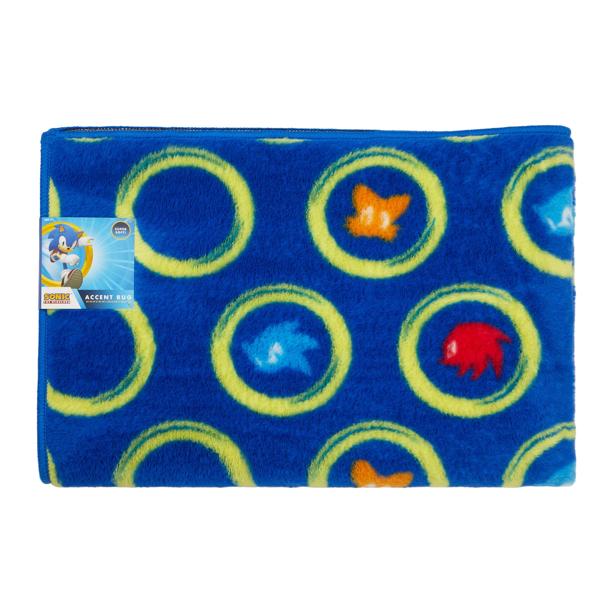 Sonic the Hedgehog Kids Faux Fur Accent Rug, 30 x 46, Blue