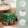 thumbnail image 7 of SCRAWLGOD St. Patrick's Day Four Leaf Clover Stripe Print Dark Green Ottoman Cover Square - Stretch Square Ottoman Cover - Foot Stool Covers Rectangular with Elastic Bottom, 7 of 7
