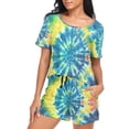 thumbnail image 5 of joogoo Women's Pajama Set Blue Tie-dye Short Sleepwear Loungewear with Pockets S, 5 of 7