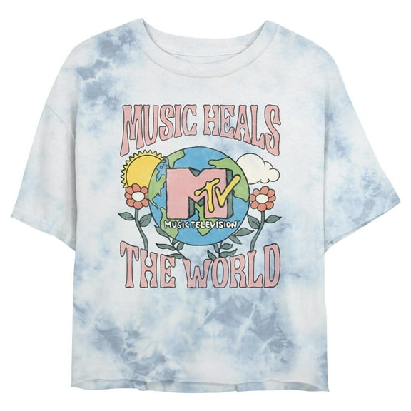 Junior's MTV Music Heals the World Floral  Graphic T-Shirt