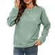 thumbnail image 3 of Sudadera Holgada de con Cuello Redondo para Mujer, Larga, Hombros Caídos, Estilo Casual, , para Otoño Verde M, 3 of 9