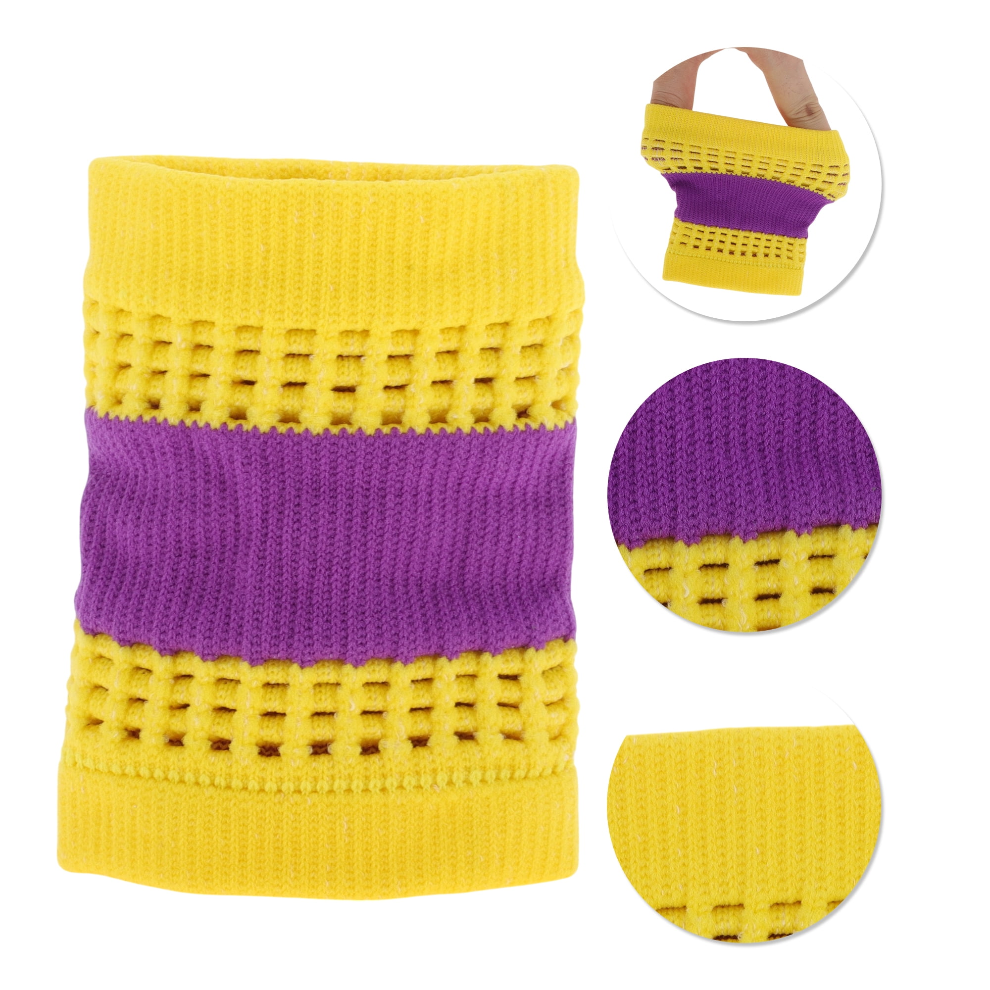 Unique Bargains Durable Perspiration Wicking Wrist Sweatbands 1 Pc Yellow Purple