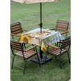 thumbnail image 4 of Outdoor Tablecloth with Umbrella Hole for Patio/Picnic/Party/Camping, Groundhog Day Waterproof Table Cloth Square Cover Washable, Blue Plaid Sunflower Spring Floral (60"x 60"), 4 of 8