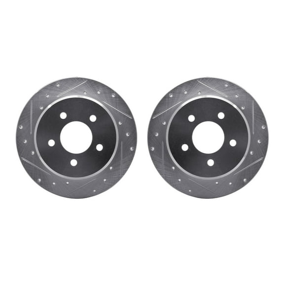 Dynamic Friction Company Rear Brake Rotors-Drilled and Slotted-Silver 7002-40083